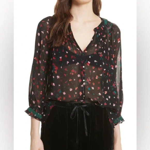 Joie Gontilda Silk Floral Long-Sleeve Top - Picture 2 of 10